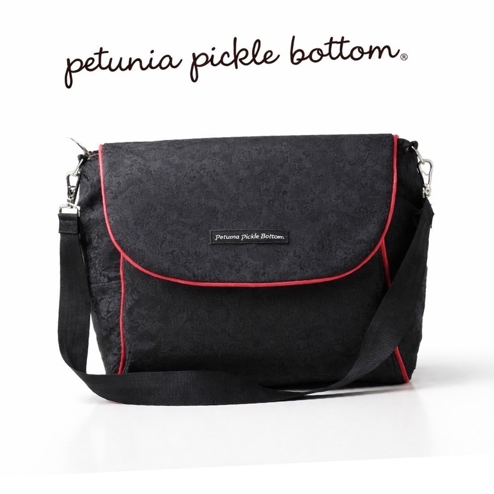 Petunia Pickle Bottom Black Jacquard Diaper Bag Messenger‎ Bag